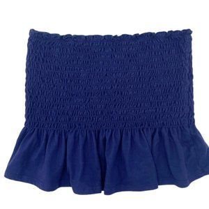 Socialite Smocked Strapless Peplum Tube Top in Navy